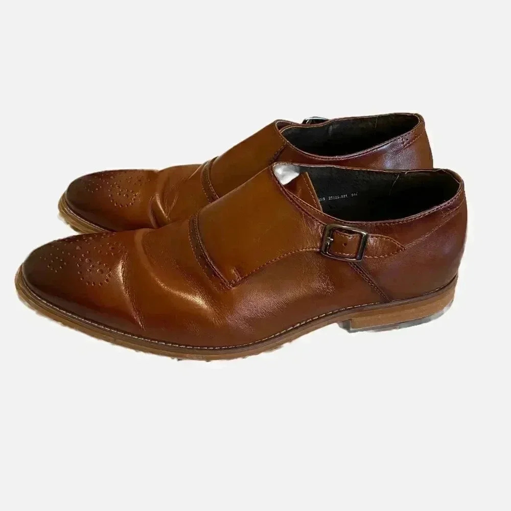 Stacy Adams Size 9, Men's Duncan Cap-Toe Single Monk Strap Oxford Shoes Cognac